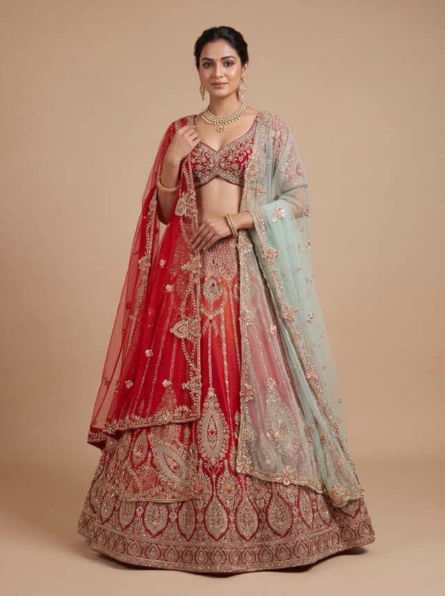 Rust Orange Pheras Bridal Lehenga